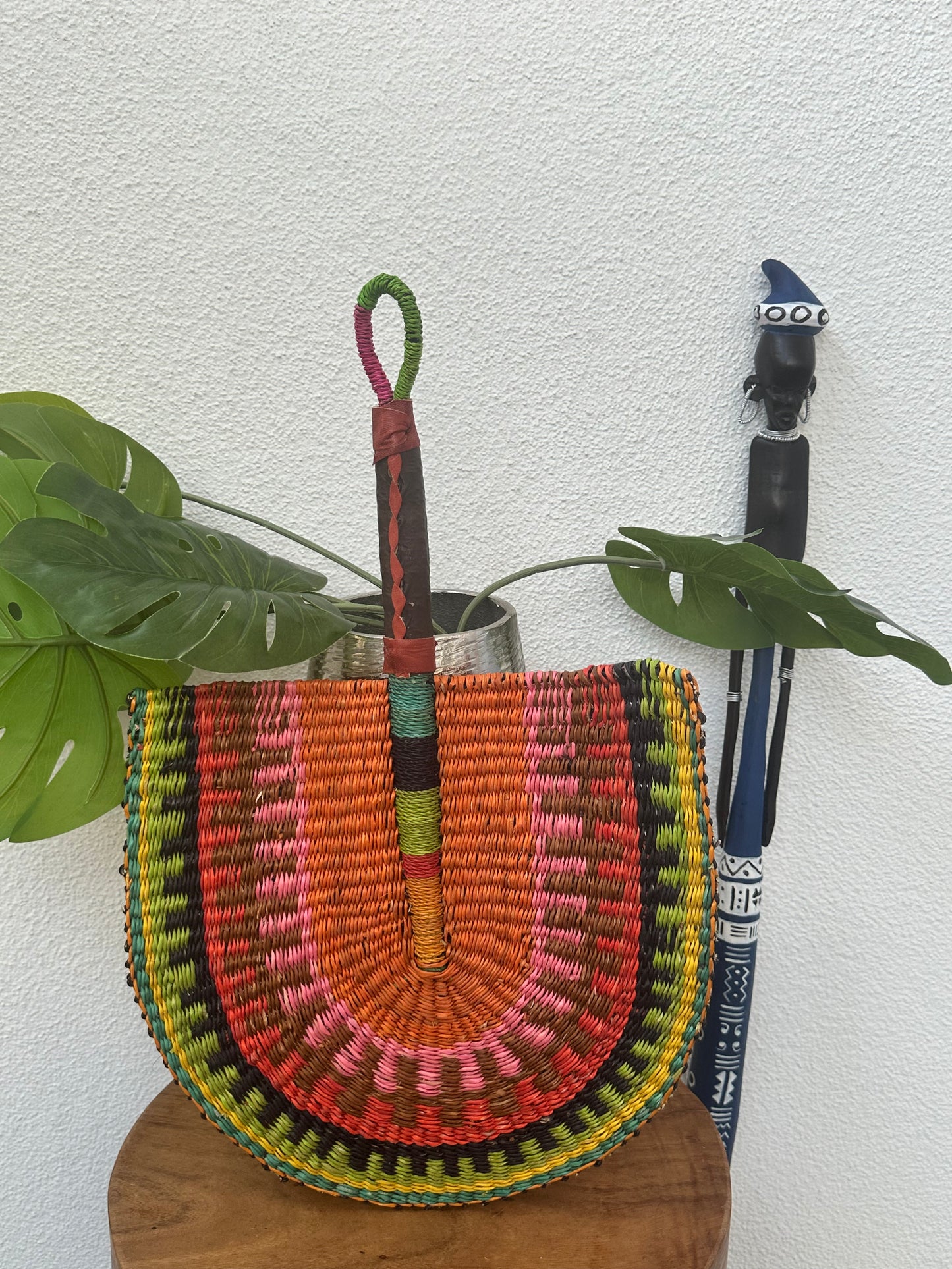 Orange Brown Pink Woven Fan