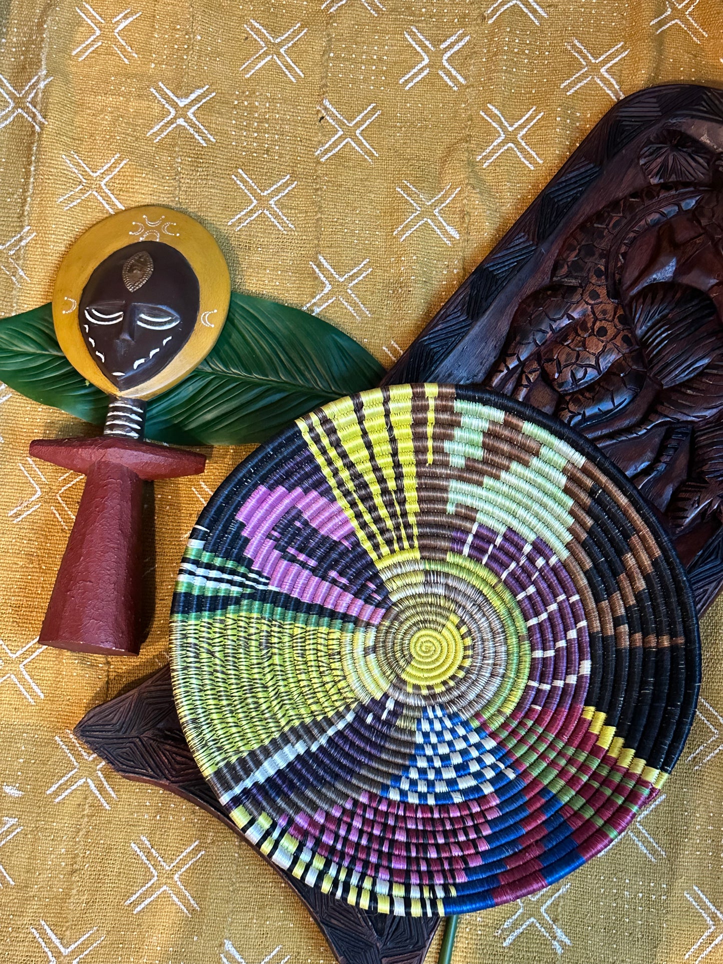 Large Eclectic KaleidoHue Woven African Basket