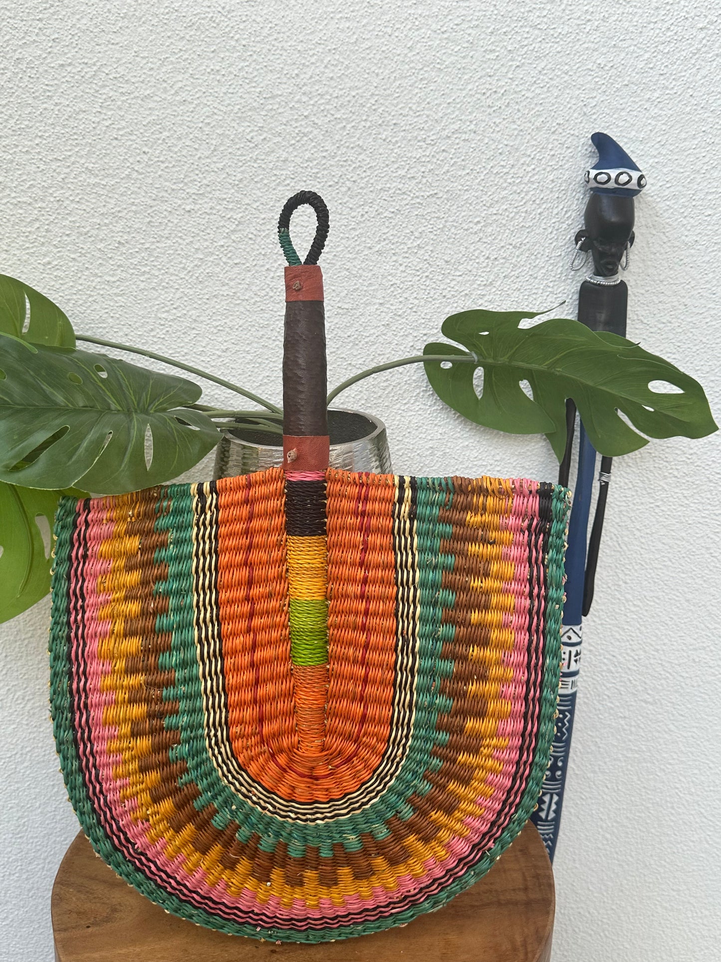 Orange Green Yellow Black Woven Fan