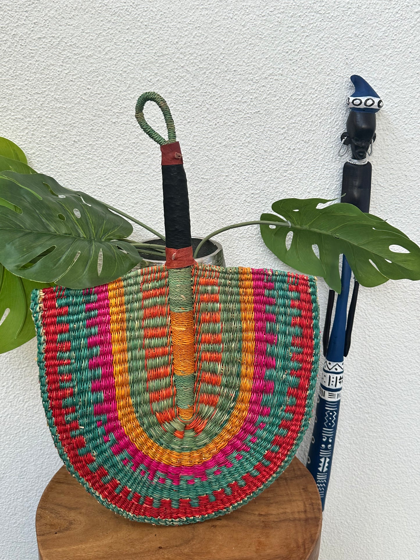 Teal Orange Woven Fan