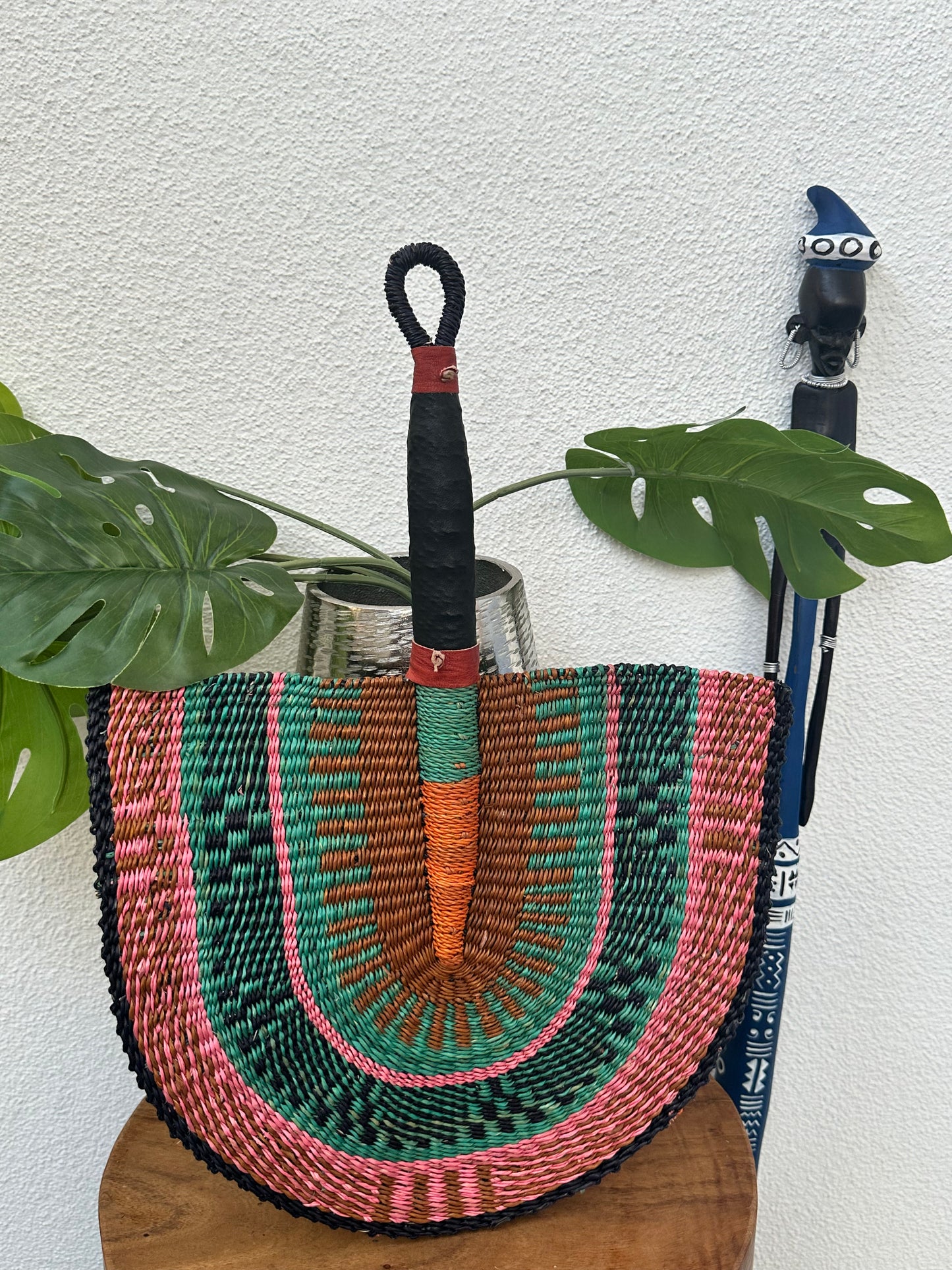 Brown Teal Woven Fan