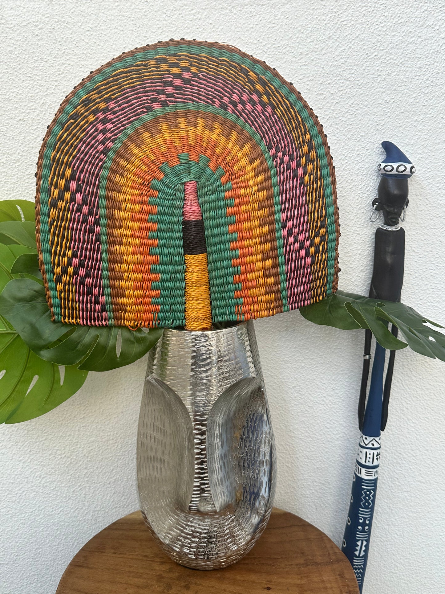 Pink Black Yellow Woven Fan