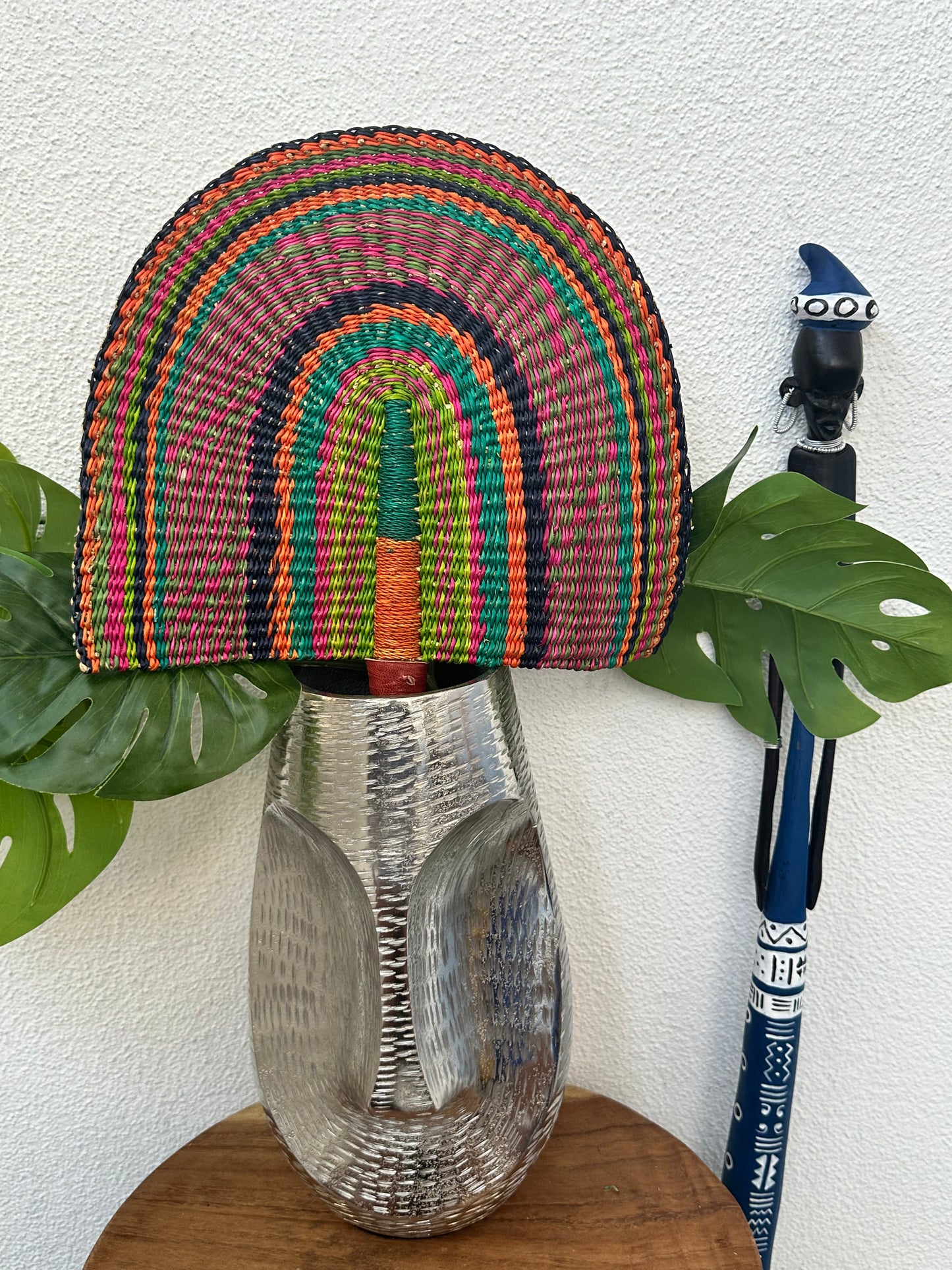 Pink Green Woven Fan