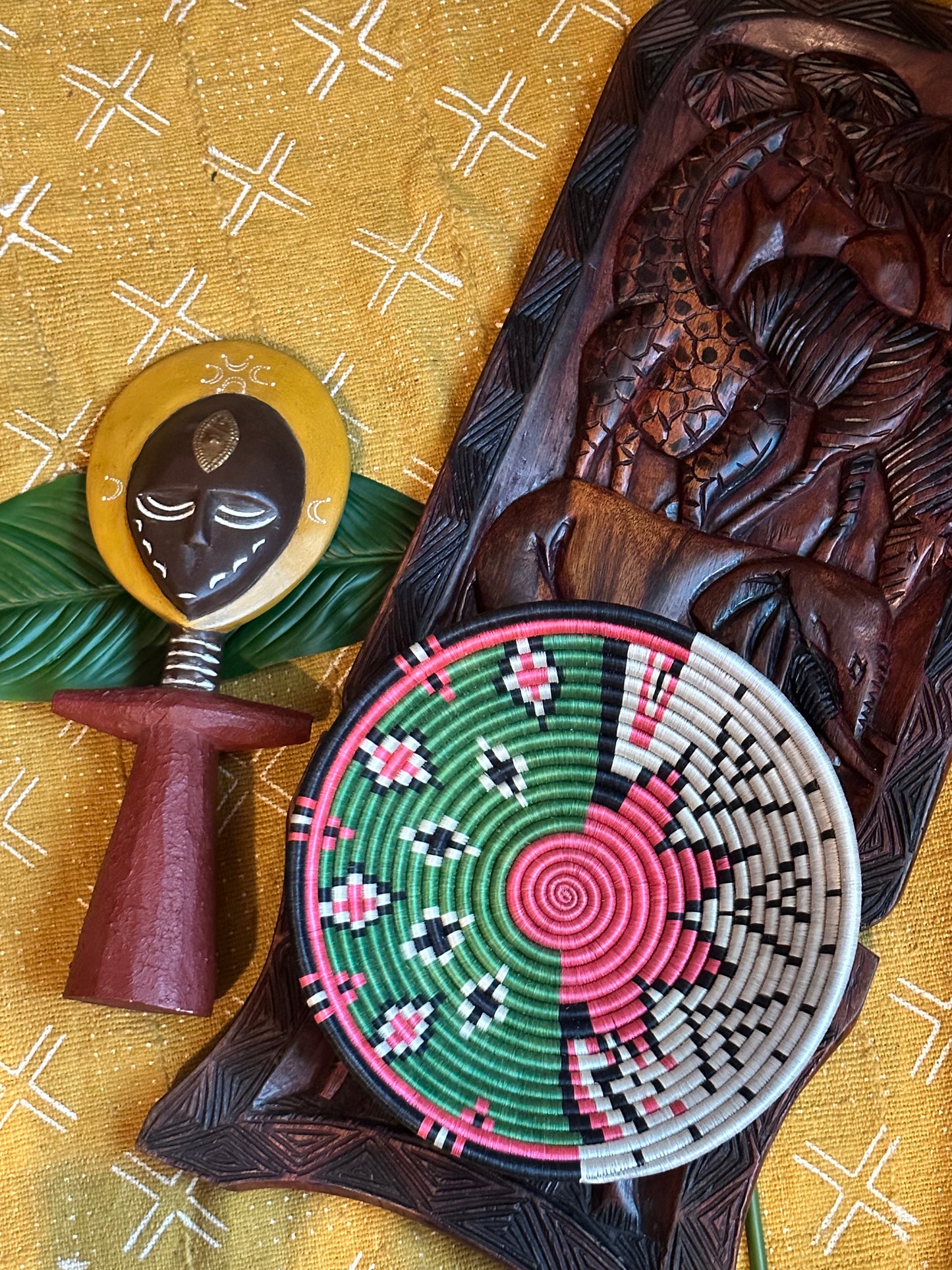 Whimsical Celestial Serenade Woven African Basket