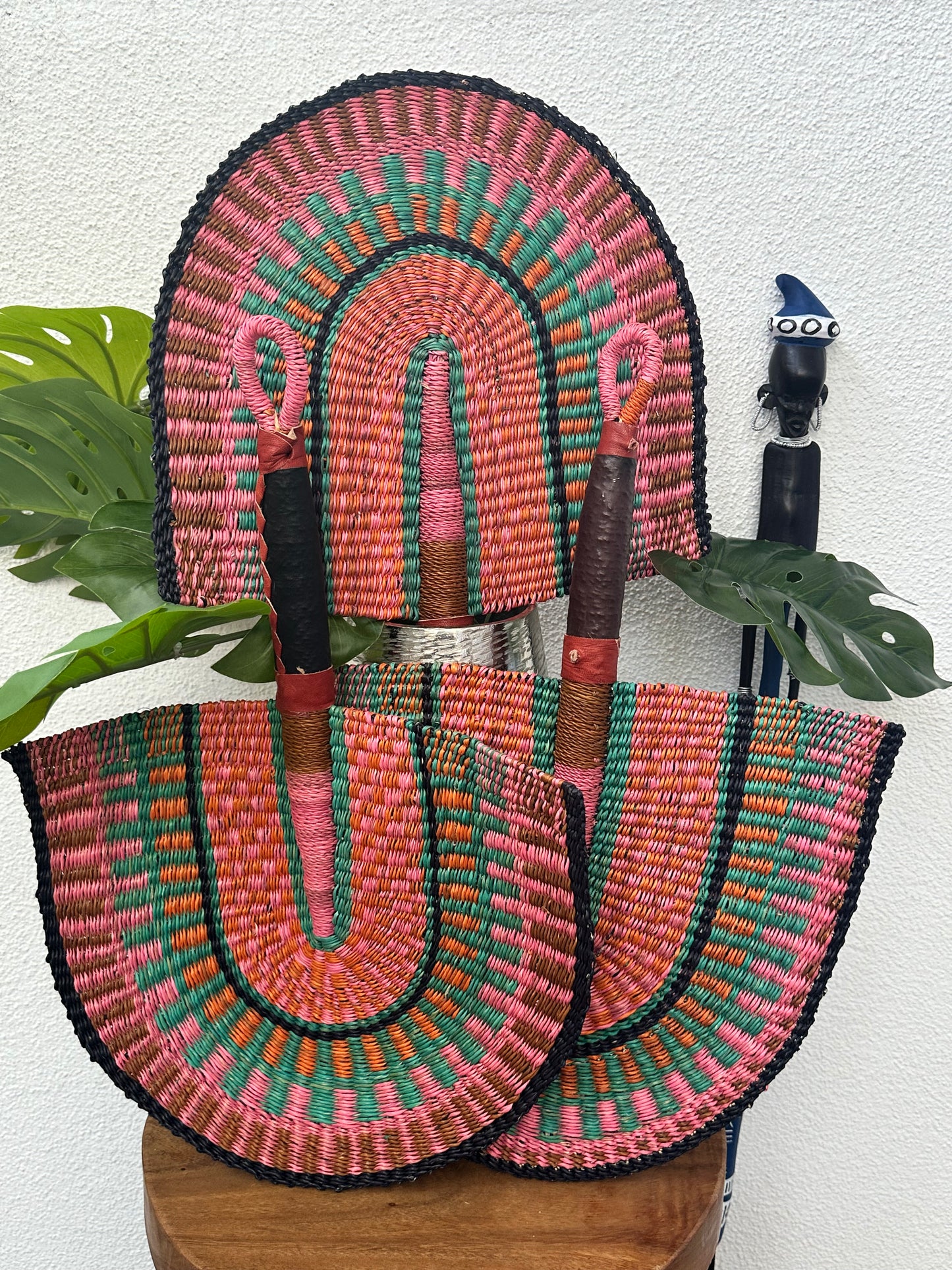 Pink Orange Teal Woven Fan