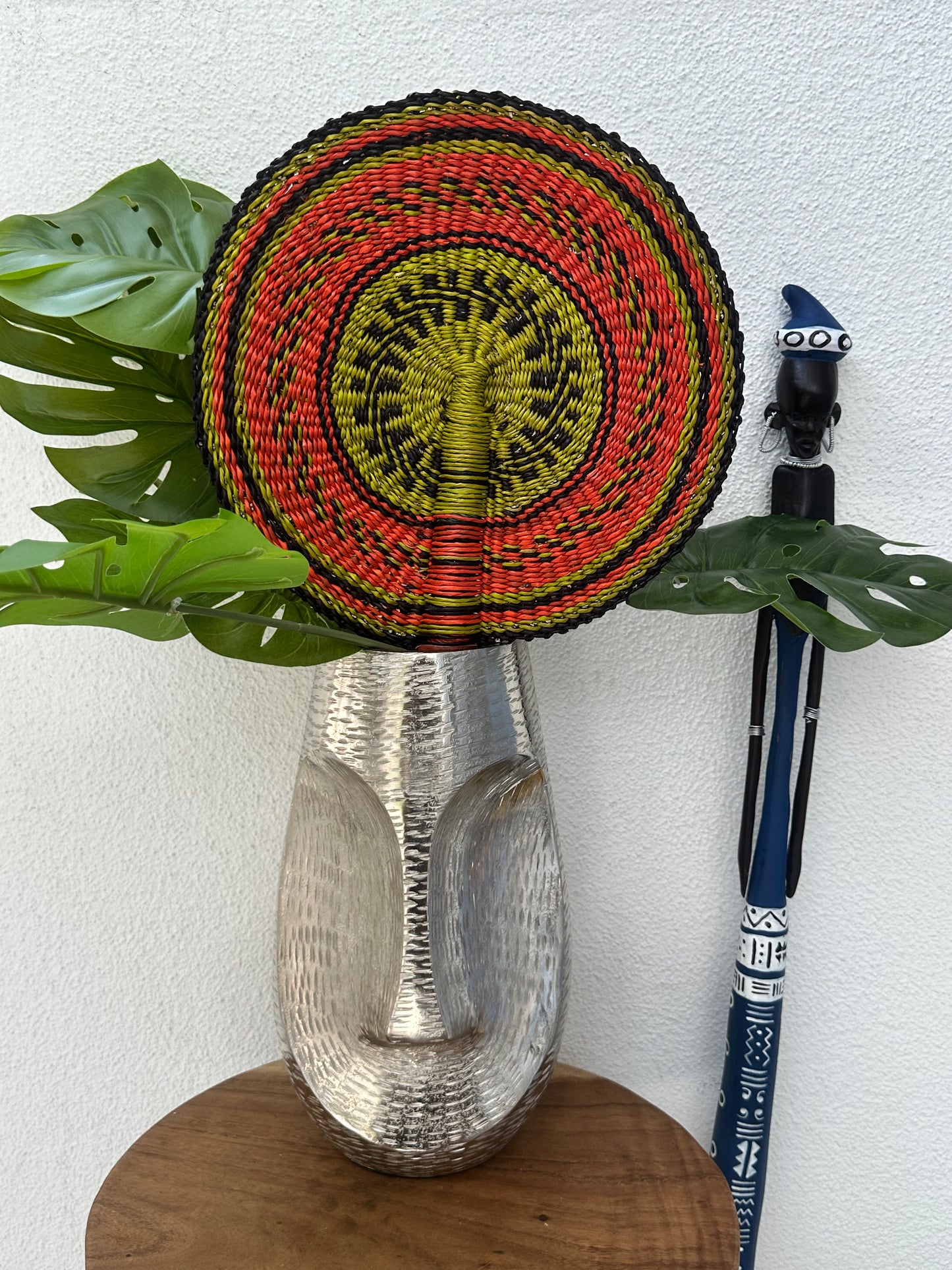 Orange Green Circle Woven Fan