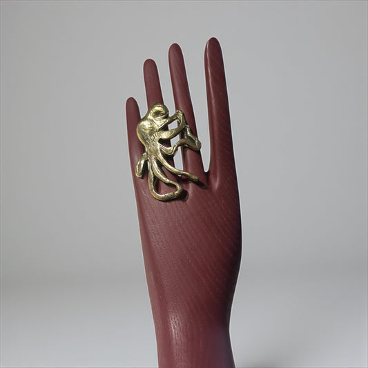 Octopus Brass Ring (Vertical)