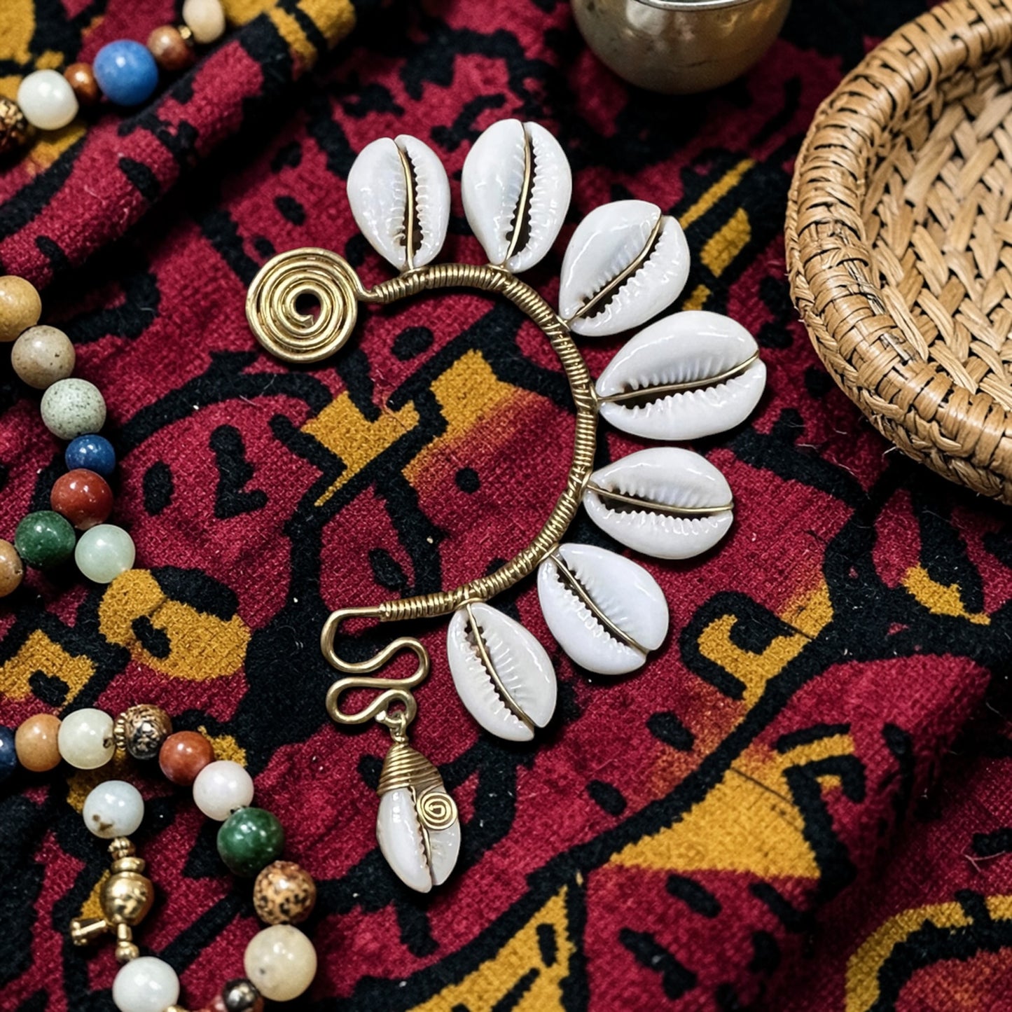 AdornHer “Spiral Sun” Cowrie Ear Cuff (Left Ear)