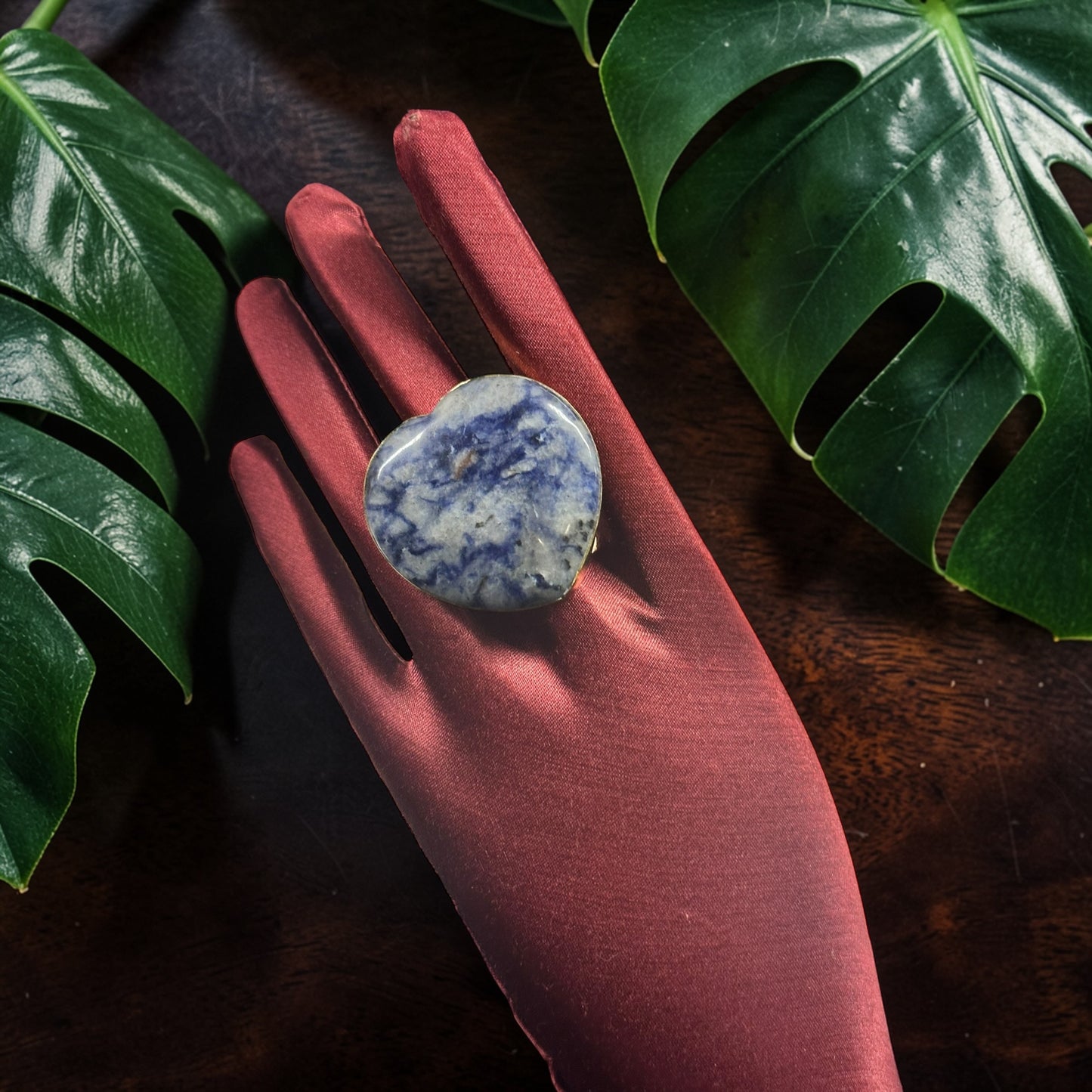 Sodalite Brass Ring – Heart