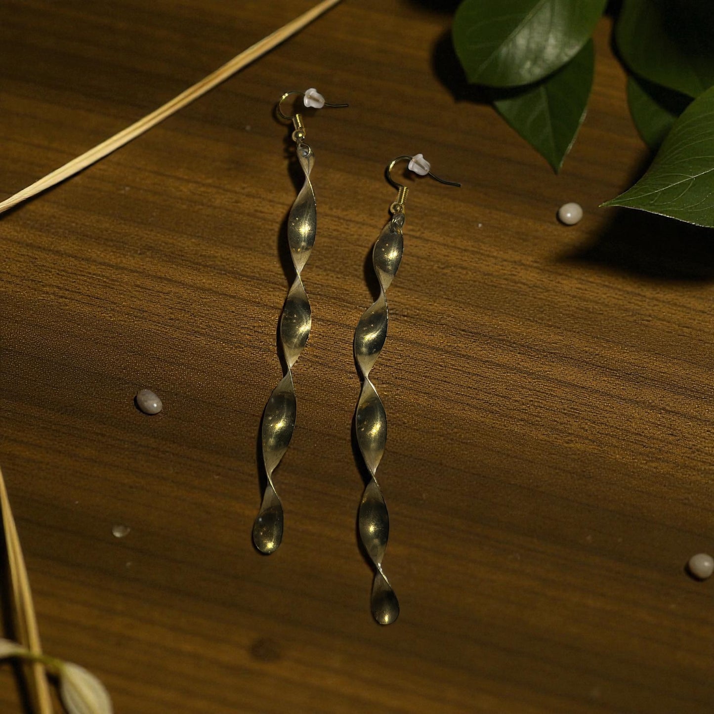 Twisted Sunbeam Brass Earrings