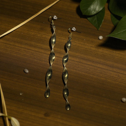 Twisted Sunbeam Brass Earrings