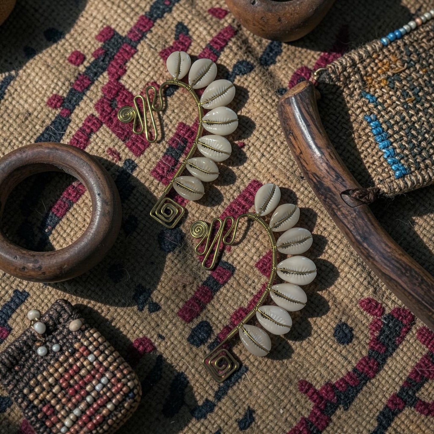 AdornHer “Heritage Spiral” Cowrie Ear Cuff (Left Ear)