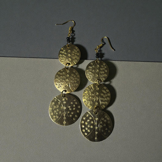 Golden Rhythm Disc Cascade Earrings