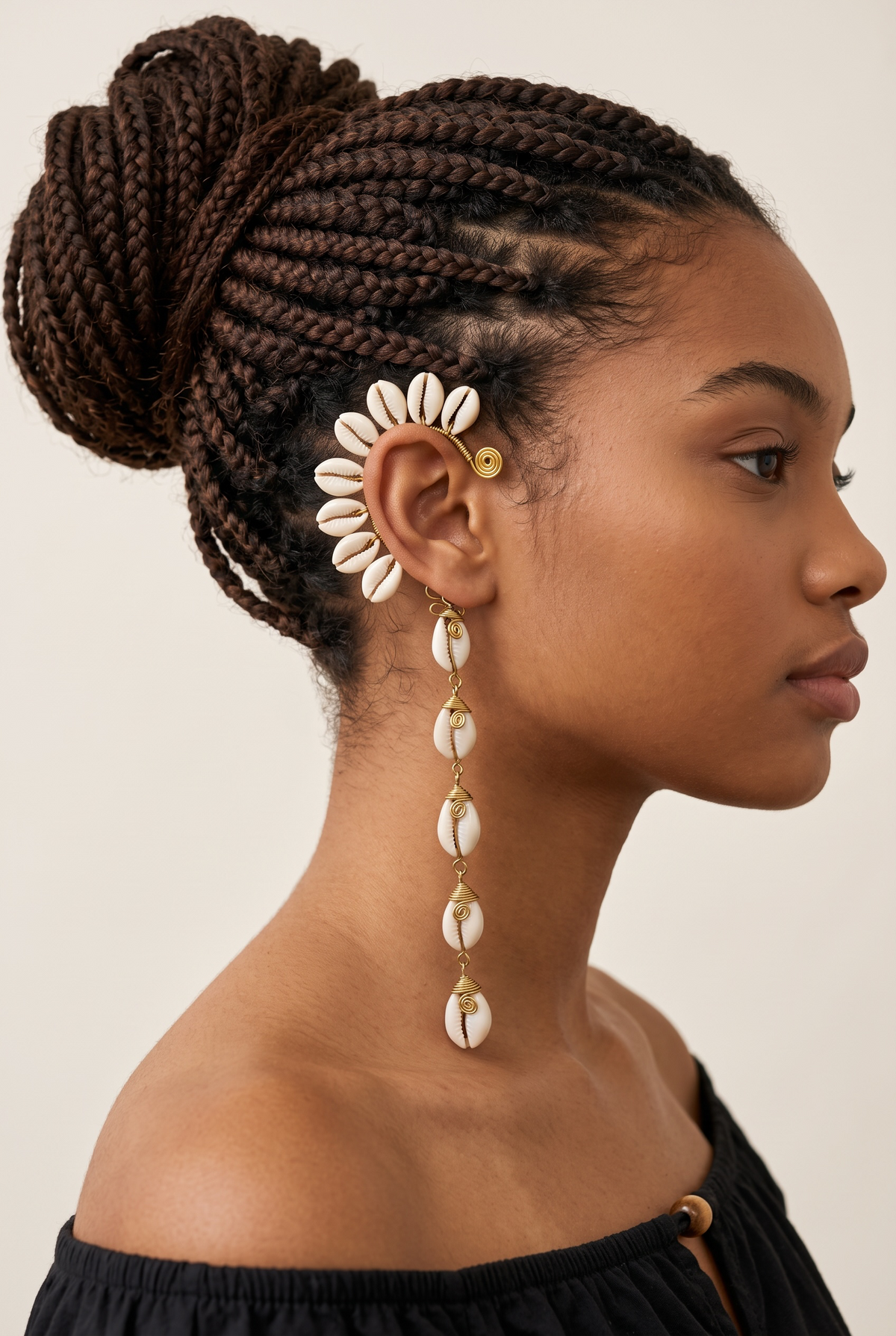AdornHer “Moonlit Shell” Cowrie Ear Cuff (Right Ear)