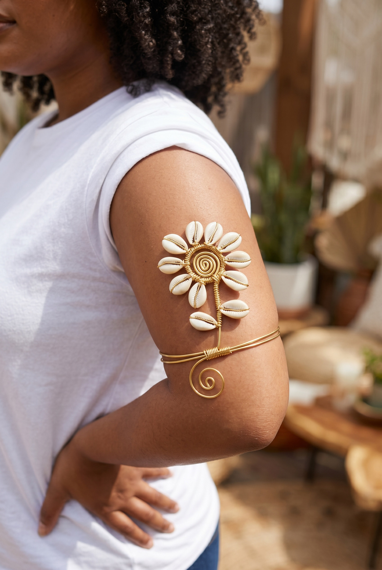 🌼 Ivory Bloom Arm Cuff