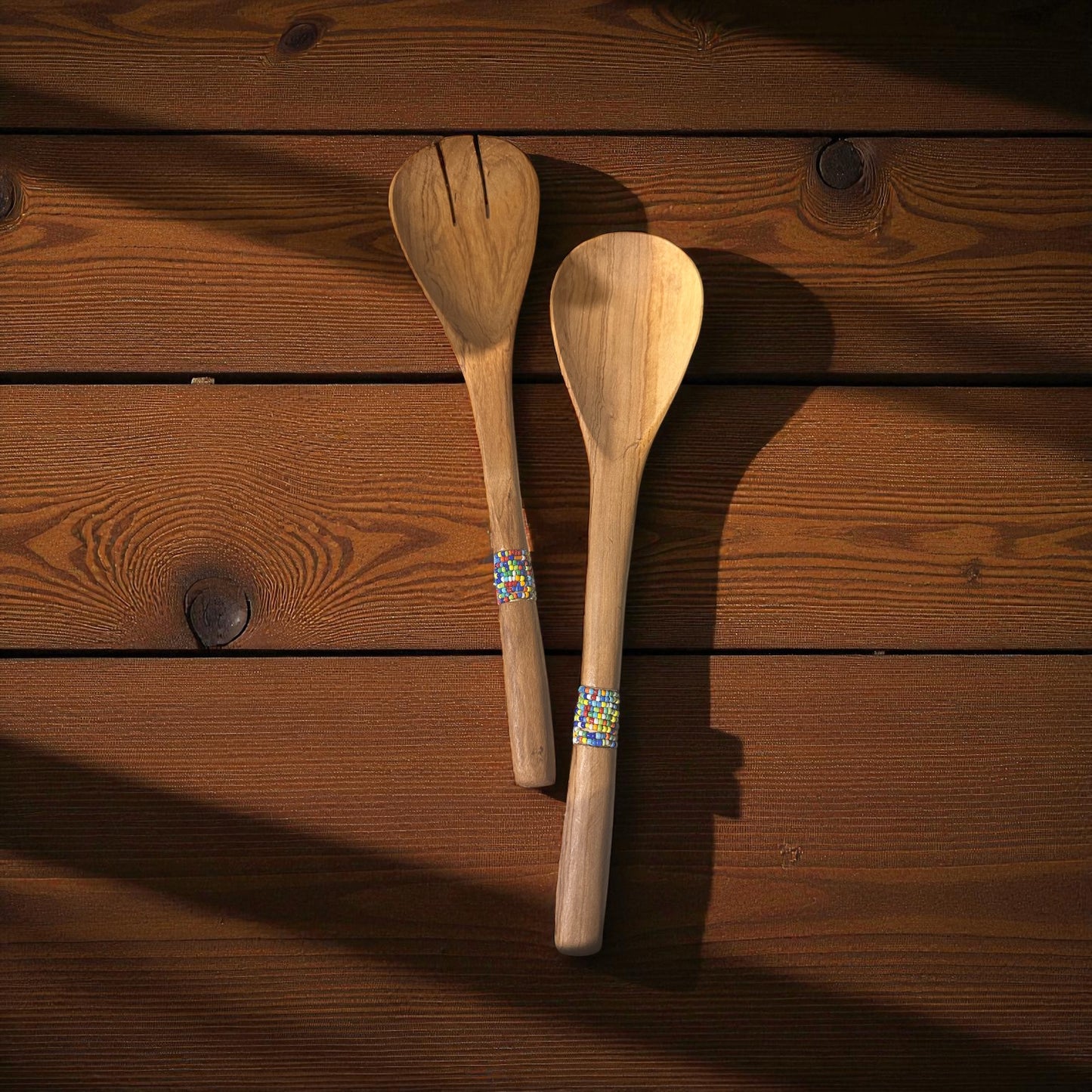 Kijani Harmony Beaded Salad Server Set