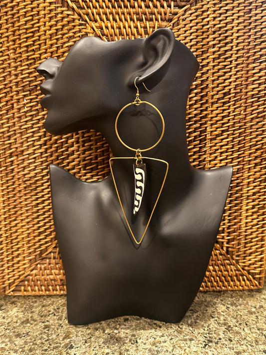 Geometrik Kifaru Brass Earrings