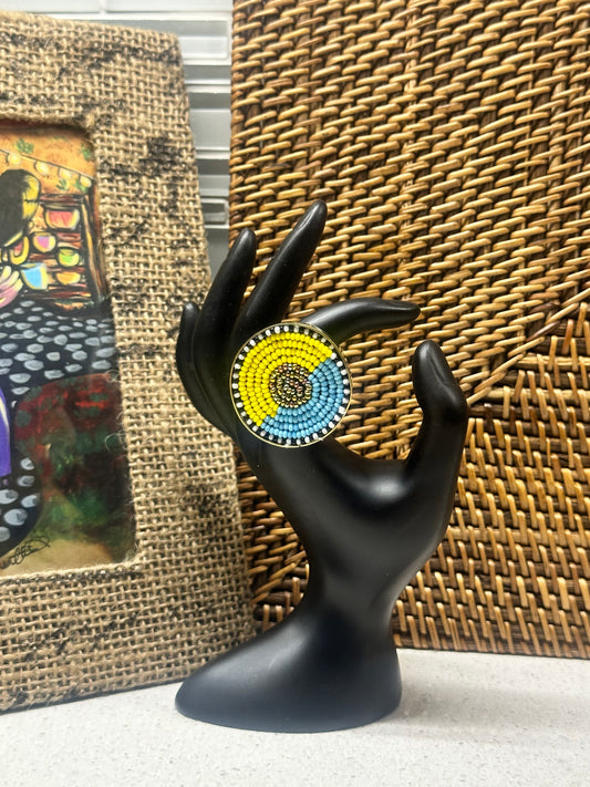 Umoja Ocean Beaded Brass Ring