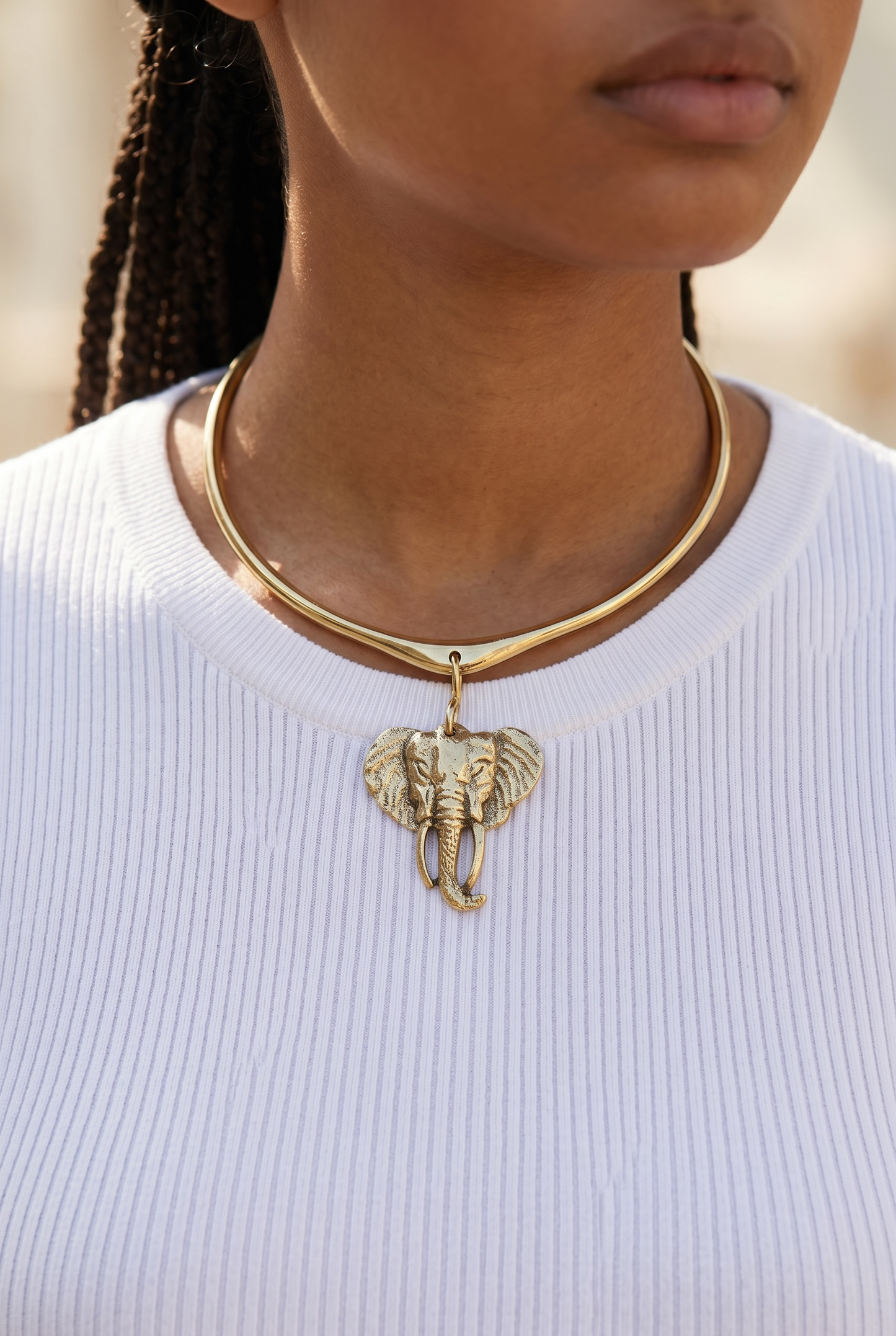 Ancestral Strength Elephant Brass Necklace