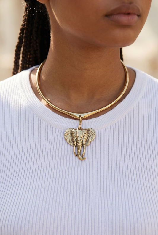 Ancestral Strength Elephant Brass Necklace