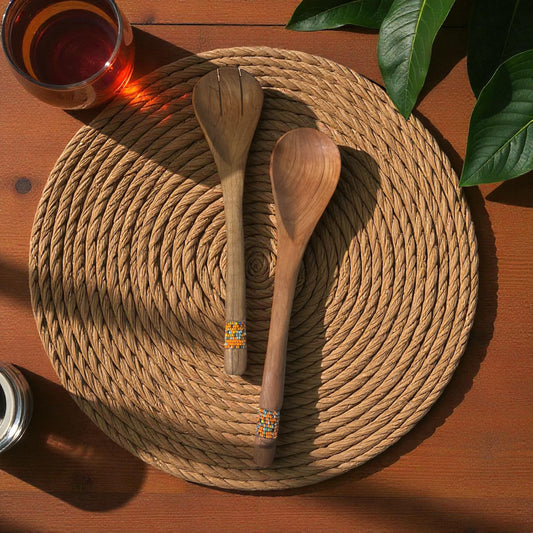 Amber Fields Beaded Salad Server Set