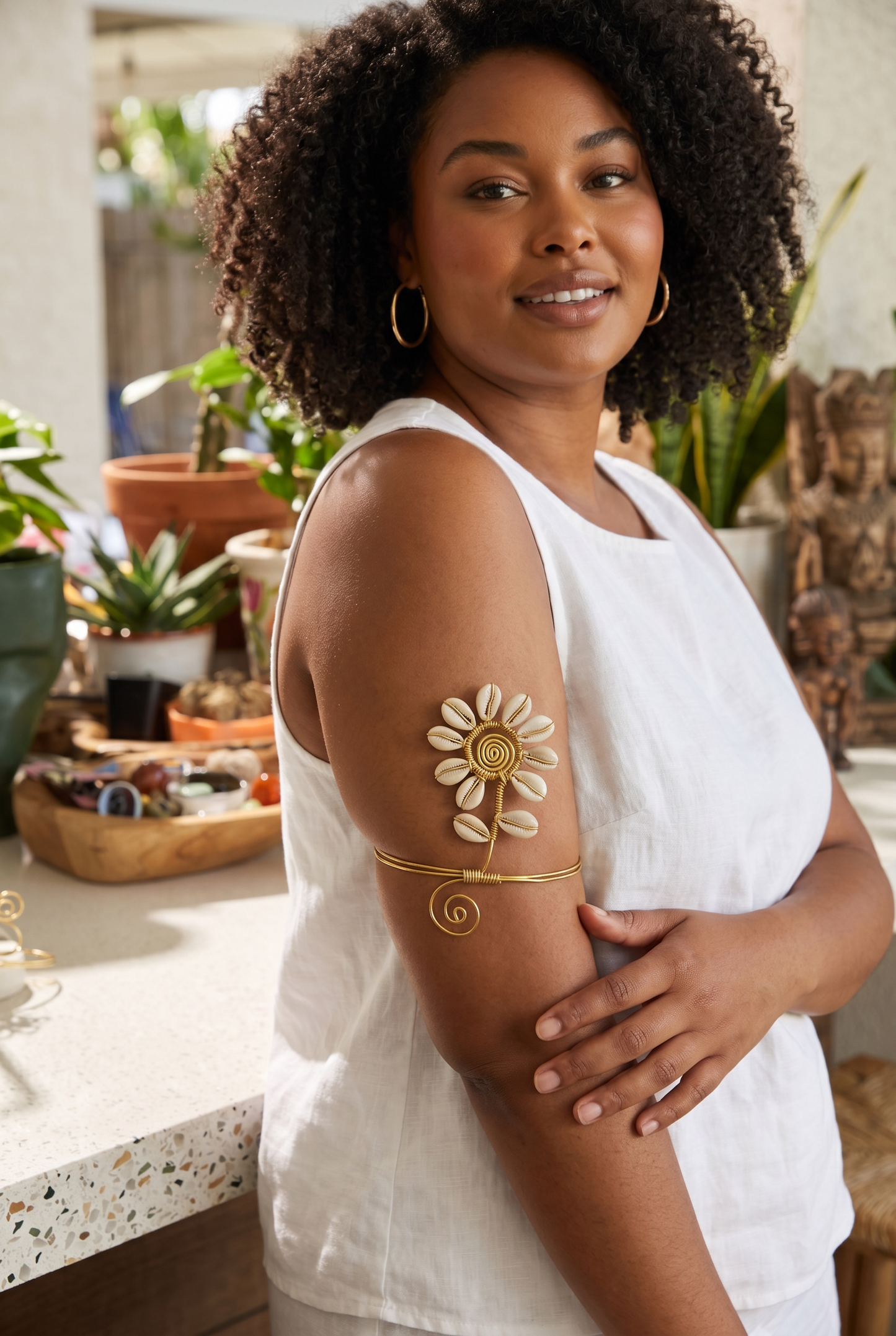 🌼 Ivory Bloom Arm Cuff