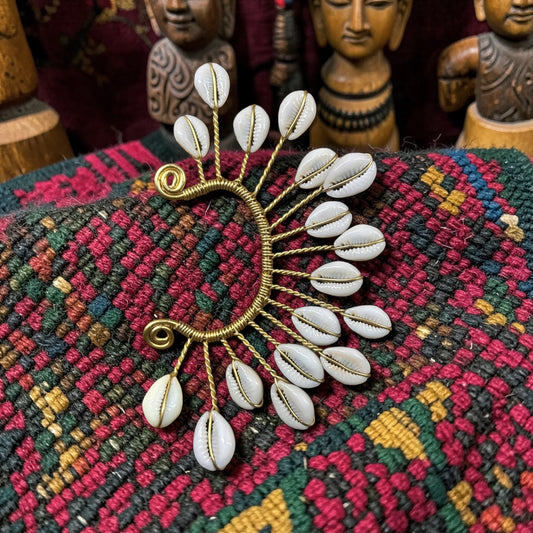 AdornHer “Solar Bloom” Cowrie Ear Cuff (Left Ear)