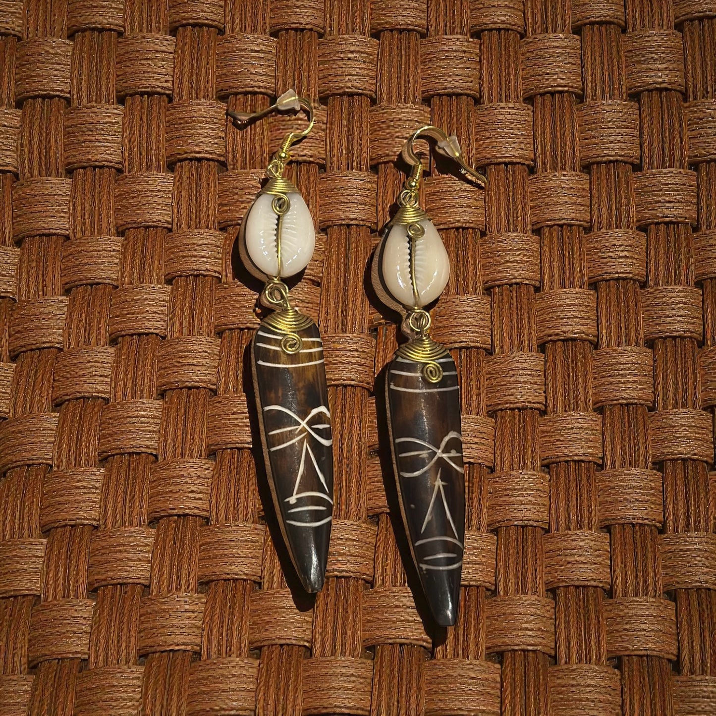 Sacred Guardian Cowrie Mask Earrings