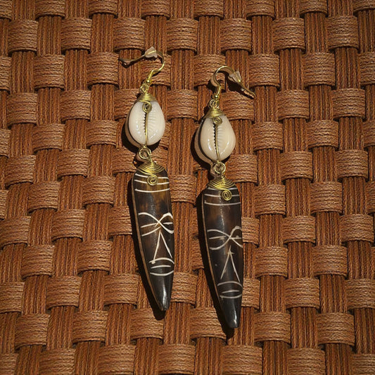 Sacred Guardian Cowrie Mask Earrings