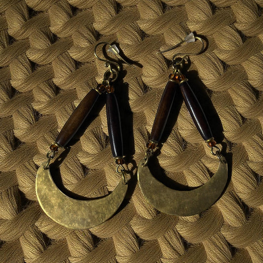 Crescent Moon Brass Earrings