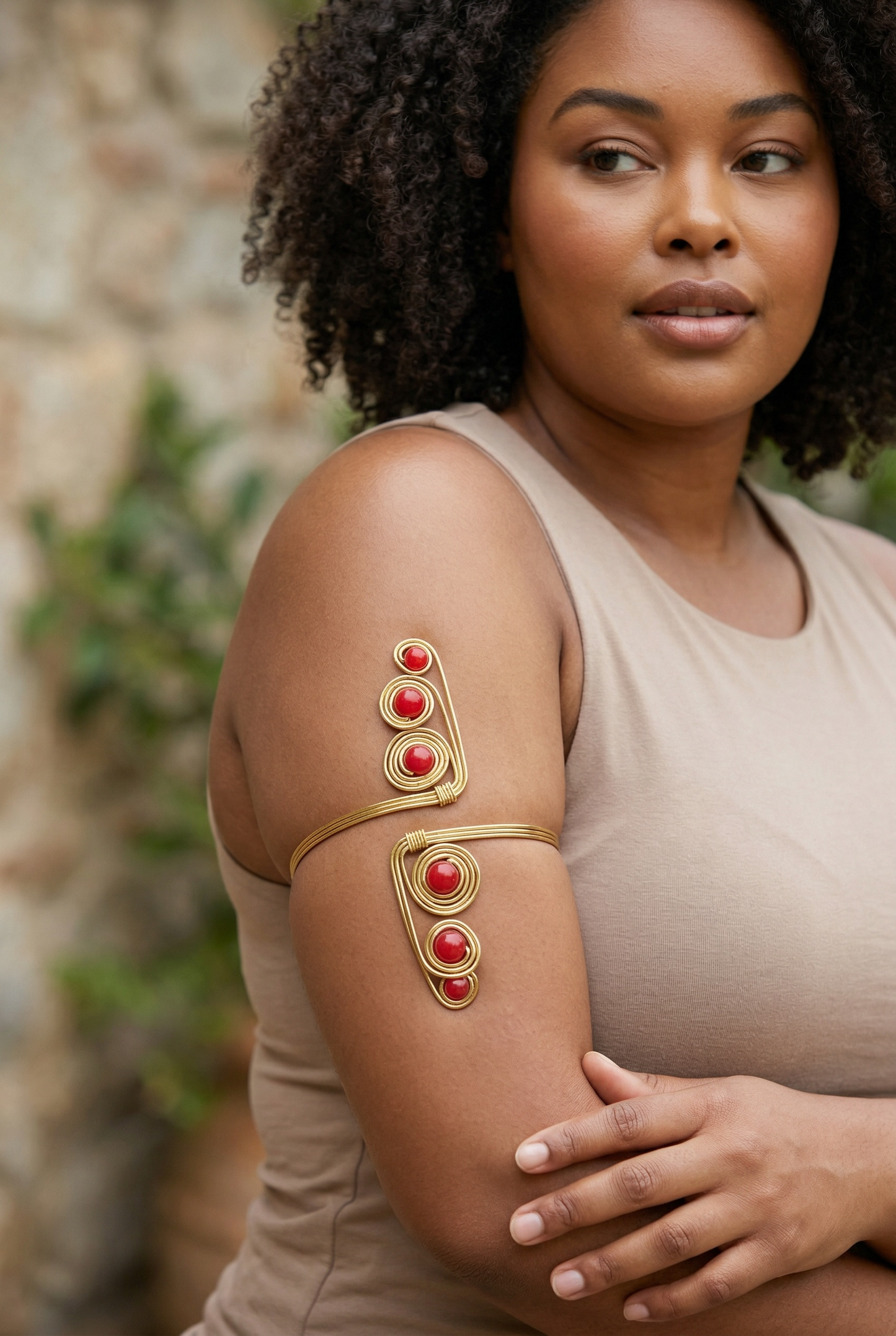 AdornHer Crimson Bloom Arm Cuff