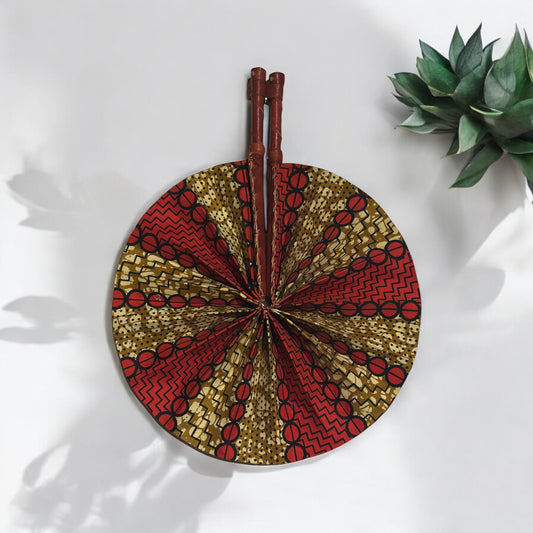 Earthbound Riddles Ankara Folding Fan