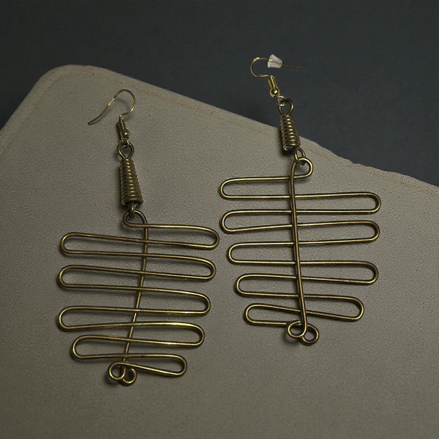 Golden Pathway Wire Earrings