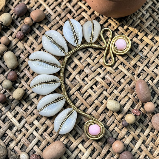 AdornHer “Golden Current” Cowrie Ear Cuff (Right Ear)