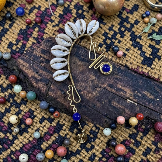 AdornHer “Azure Tide” Cowrie Ear Cuff (Right Ear)