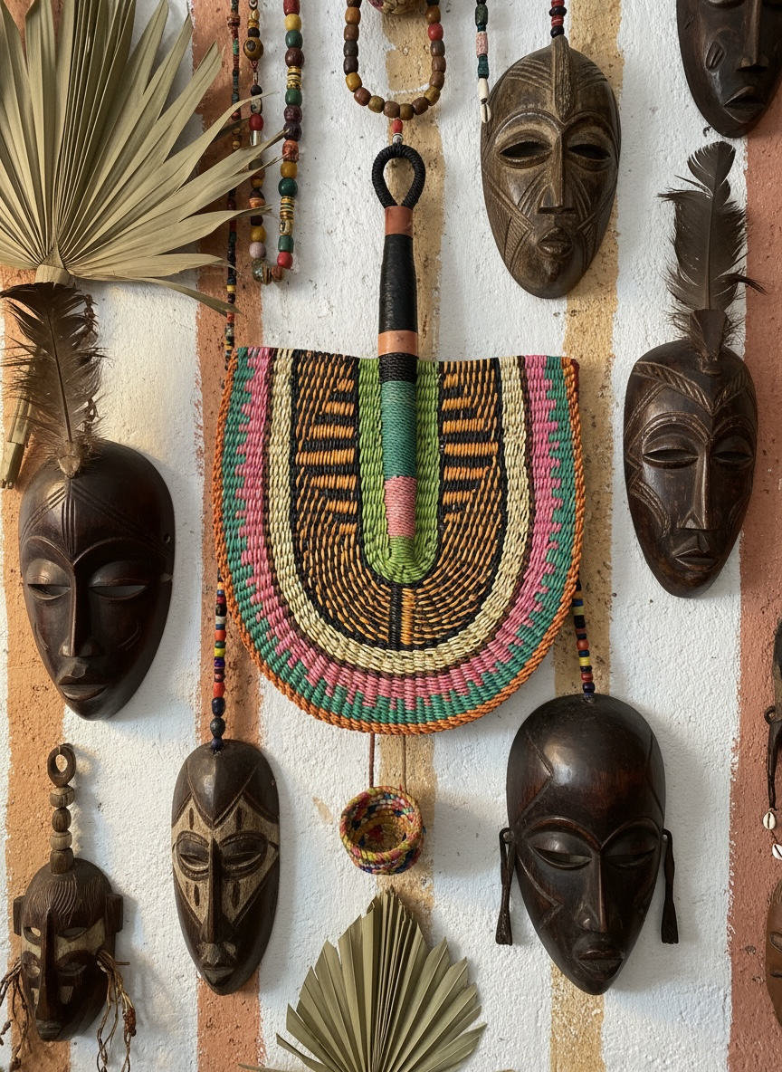 Handwoven African Fan from Ghana | To Live A Colorful Life