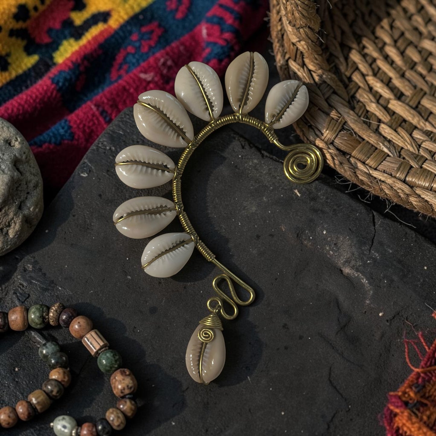 AdornHer “Spiral Sun” Cowrie Ear Cuff  (Right Ear)