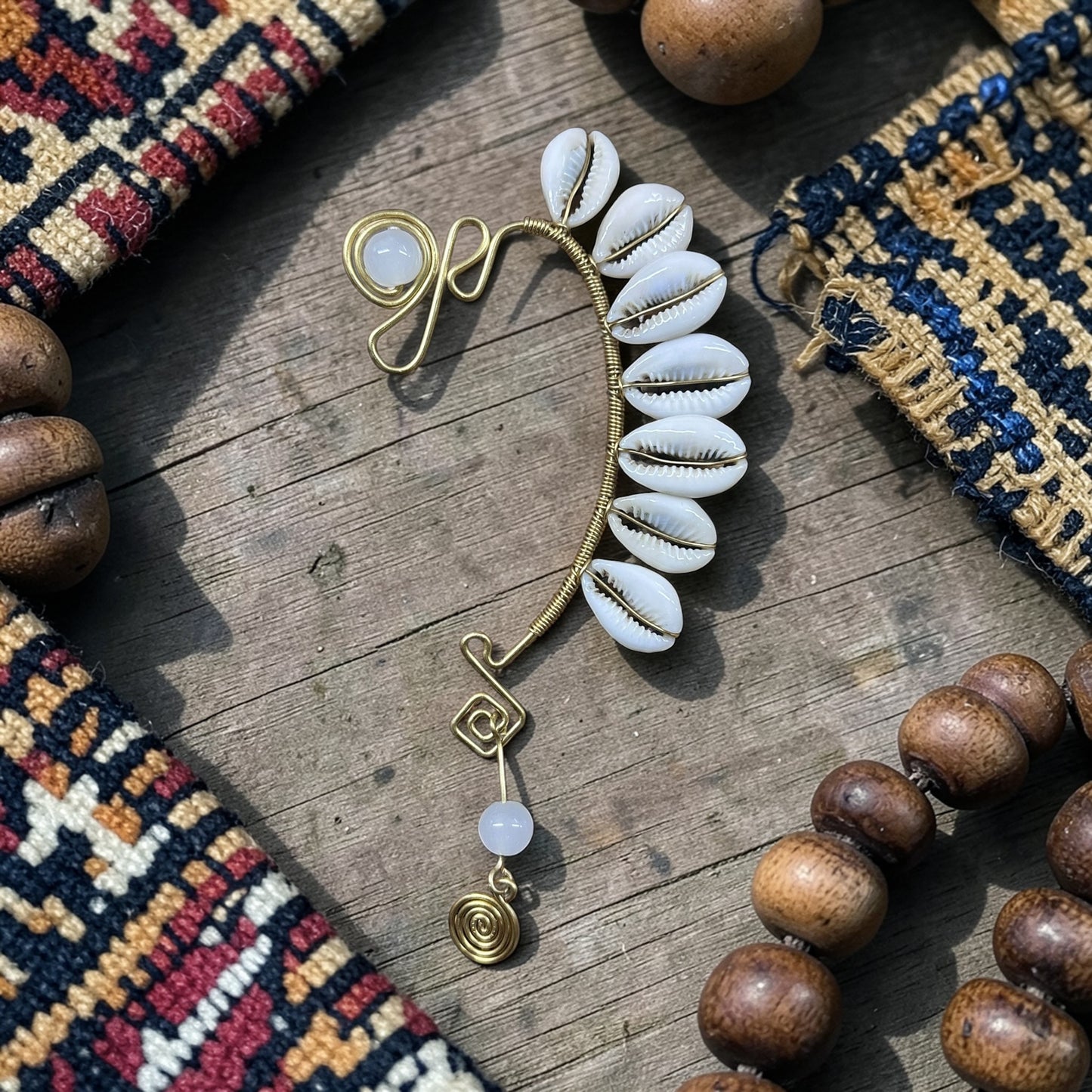 AdornHer “Ocean Whisper” Cowrie Ear Cuff (Left Ear)