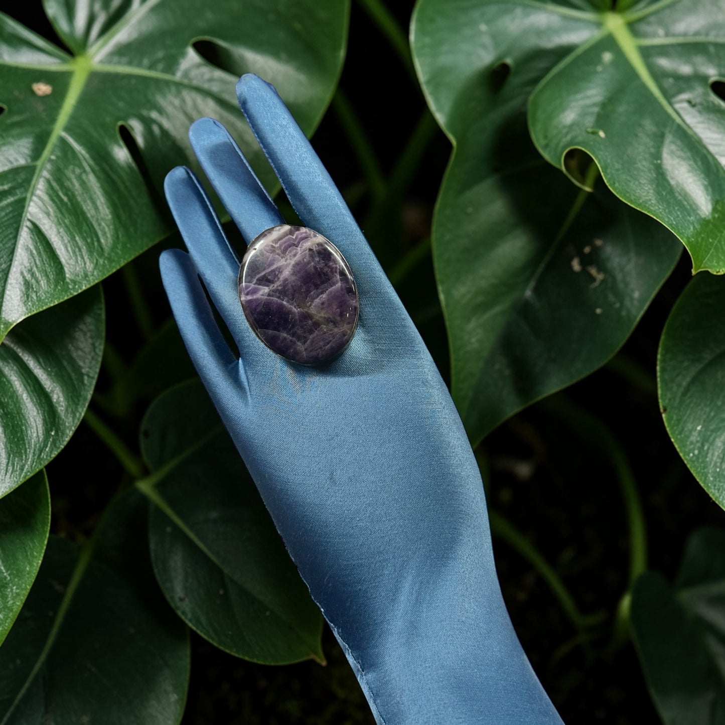 Amethyst Brass Ring – Oval