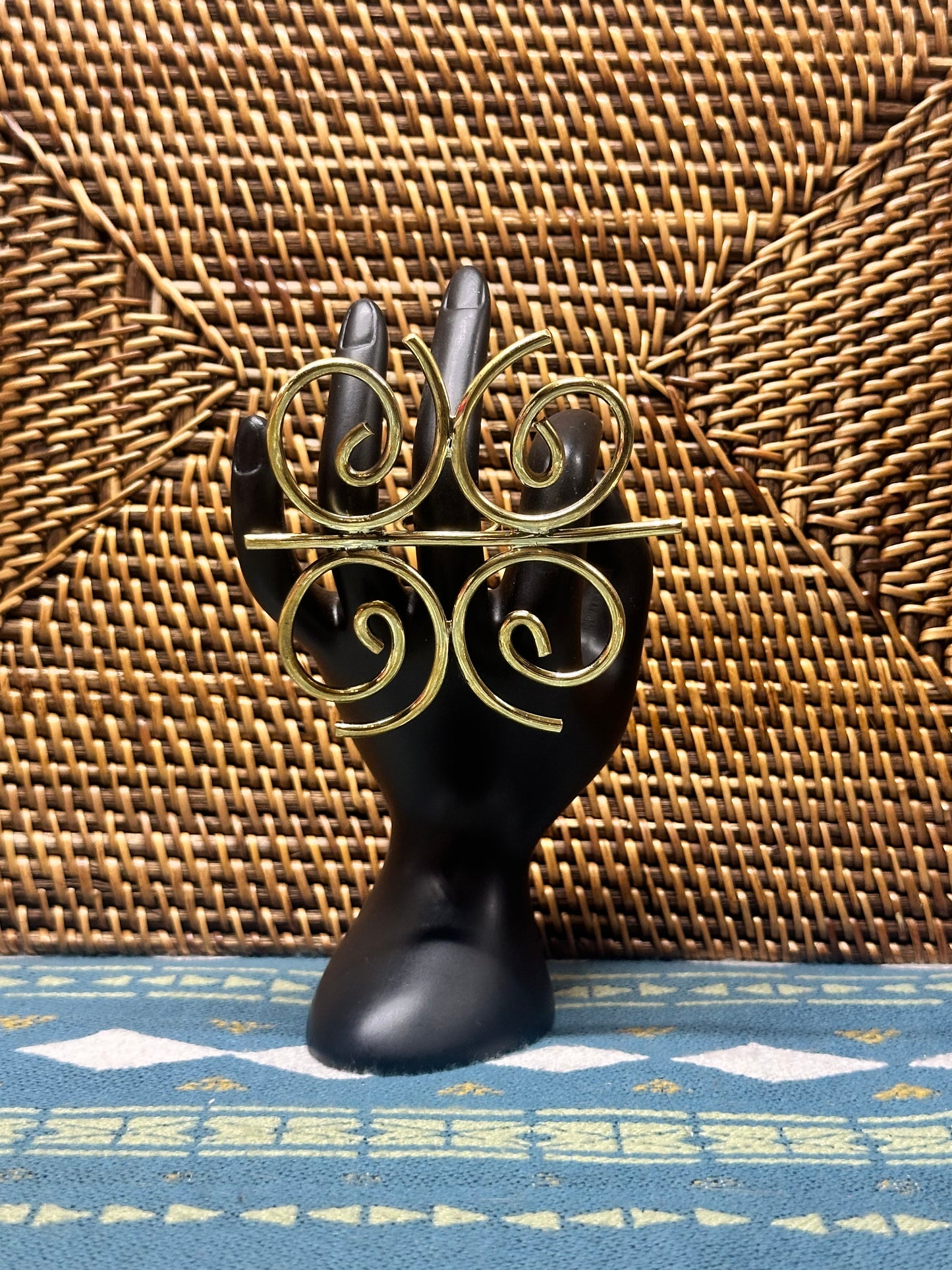 Adinkra Swirls Brass Ring