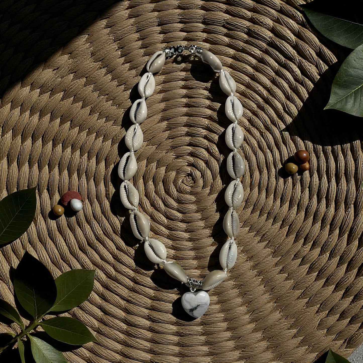 Howlite Heart Cowrie Necklace