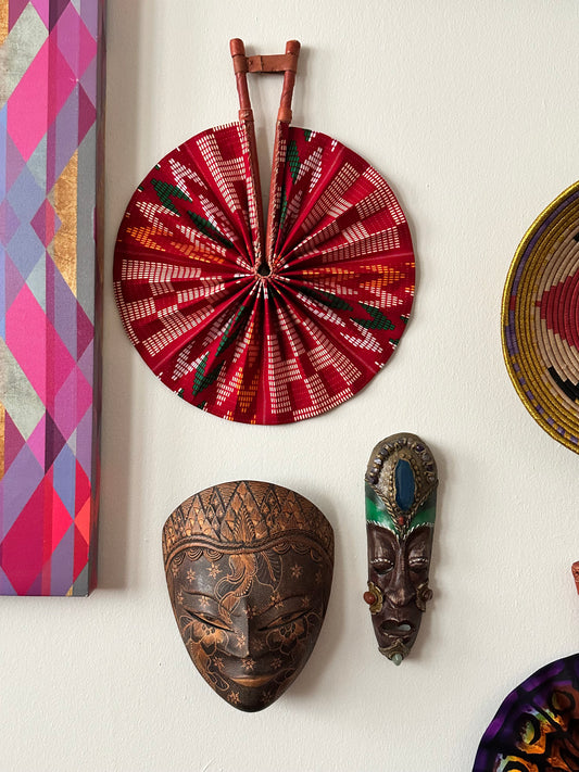 Cocoa Kente Ankara Folding Fan