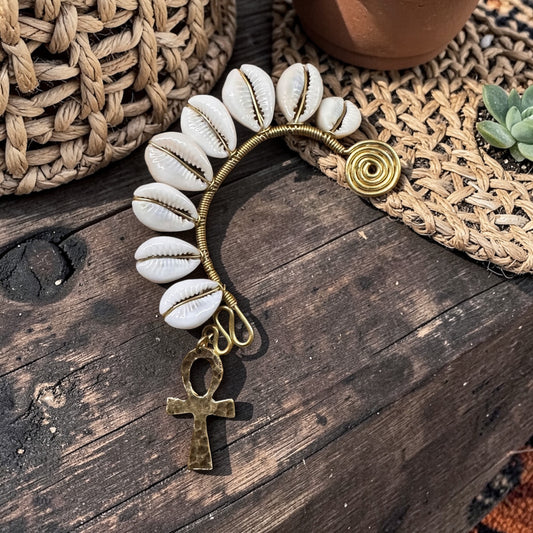 AdornHer “Ankh Essence” Cowrie Ear Cuff (Right Ear)