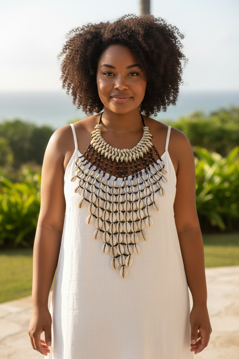 Majaji wa Bahari Cowrie Necklace (Brown)