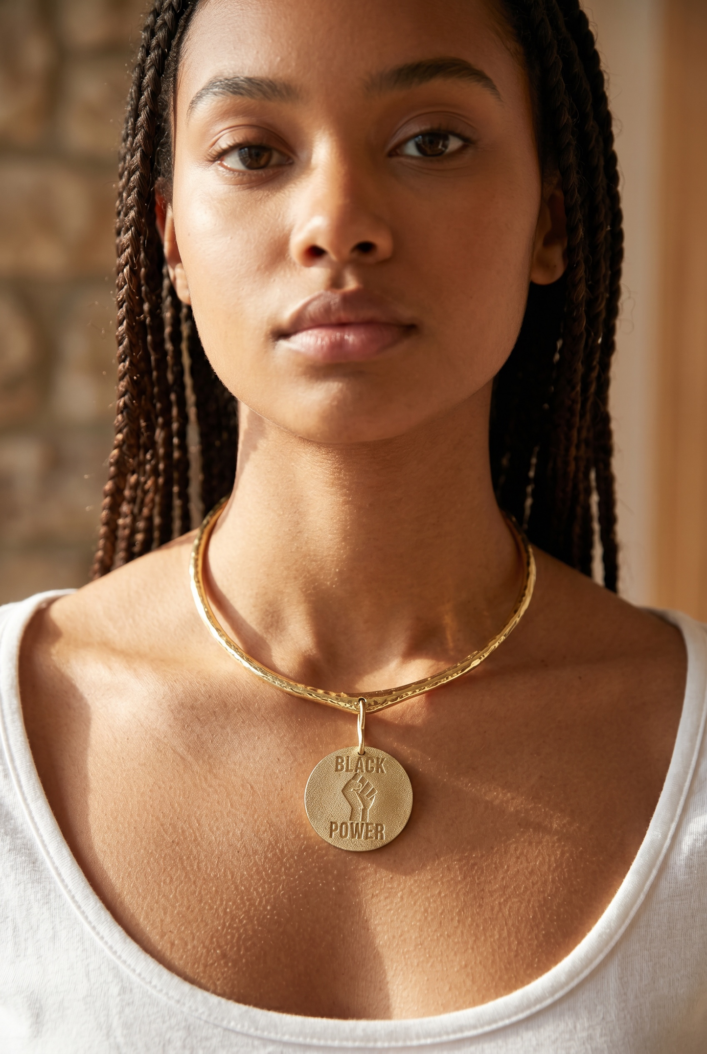 Full Circle Black Power Brass Necklace (Exclusive Design)