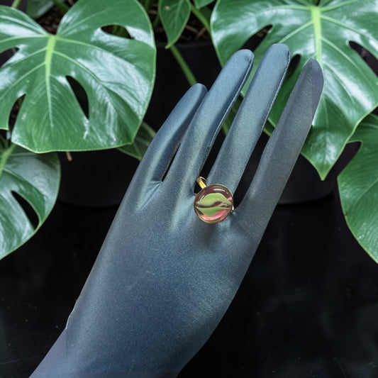 Aurora Glass Brass Ring