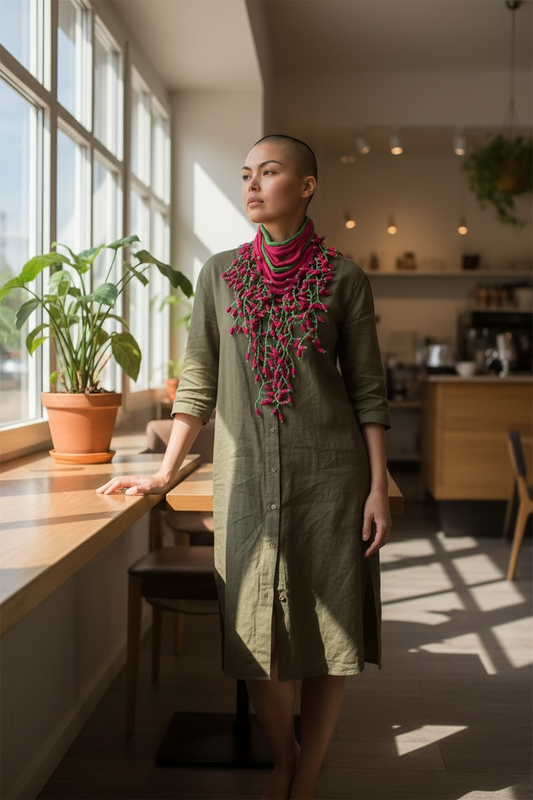 Joy Is Not Quiet — Magenta & Green Statement Adornment