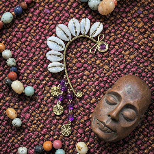 AdornHer “Amethyst Flow” Cowrie Ear Cuff (Right Ear)