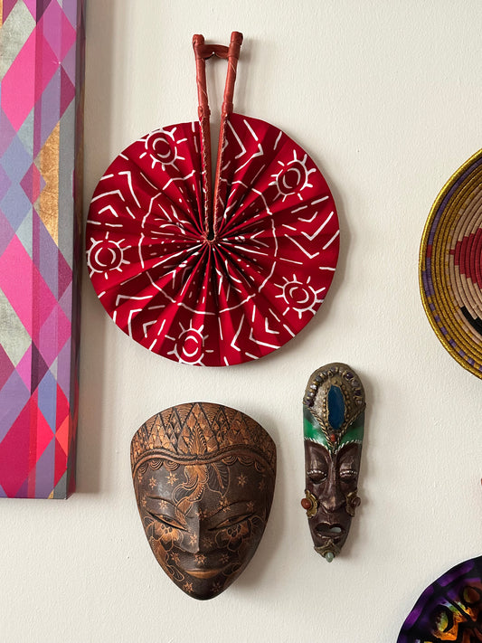 Sacred Symbols Ankara Folding Fan