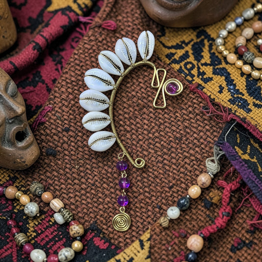 AdornHer “Violet Aura” Cowrie Ear Cuff (Right Ear)